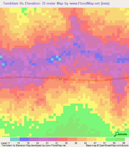 Temkilam Ilo,Senegal Elevation Map