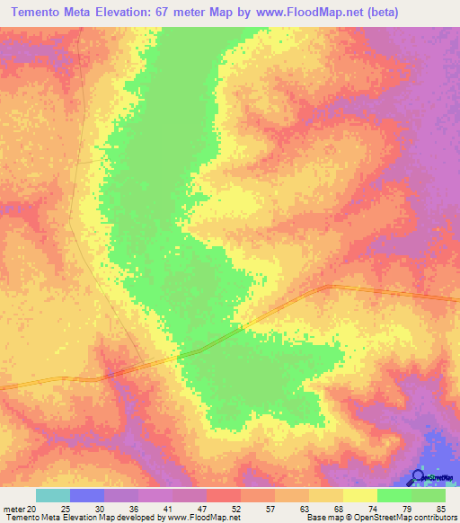 Temento Meta,Senegal Elevation Map