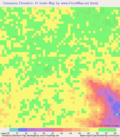 Temassou,Senegal Elevation Map