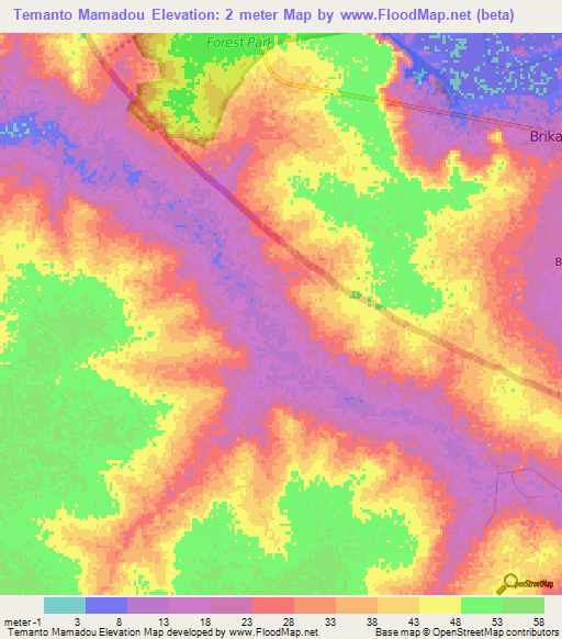 Temanto Mamadou,Senegal Elevation Map
