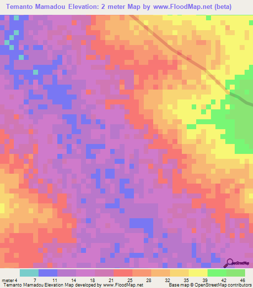 Temanto Mamadou,Senegal Elevation Map