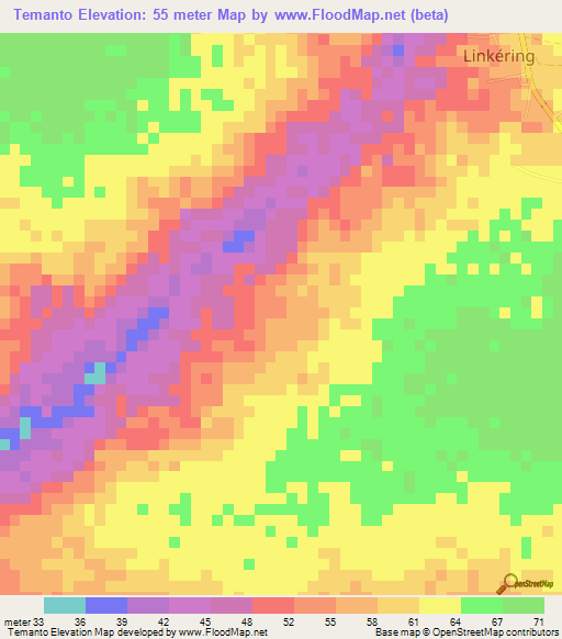 Temanto,Senegal Elevation Map