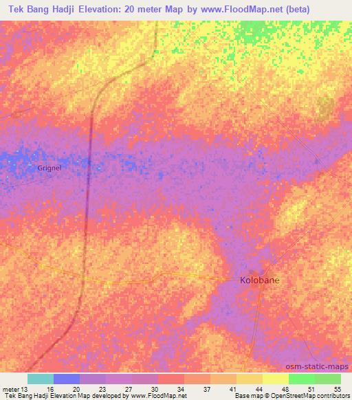 Tek Bang Hadji,Senegal Elevation Map