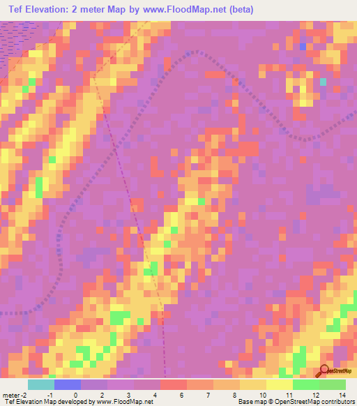 Tef,Senegal Elevation Map
