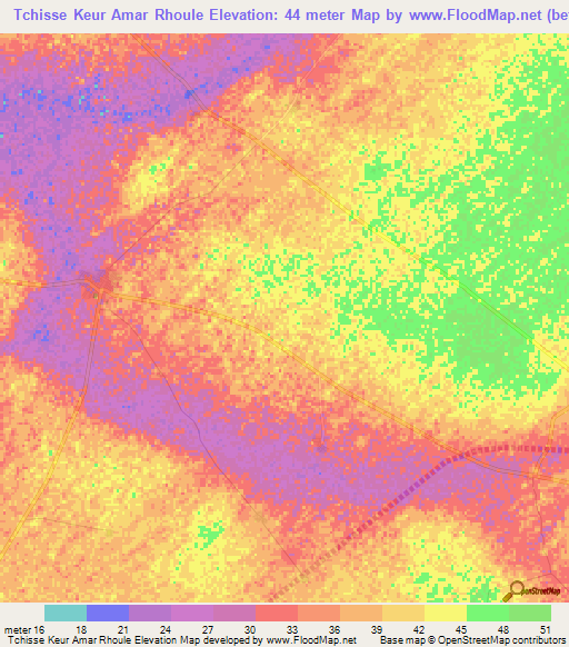 Tchisse Keur Amar Rhoule,Senegal Elevation Map