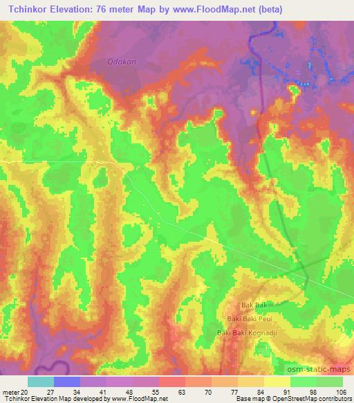Tchinkor,Senegal Elevation Map
