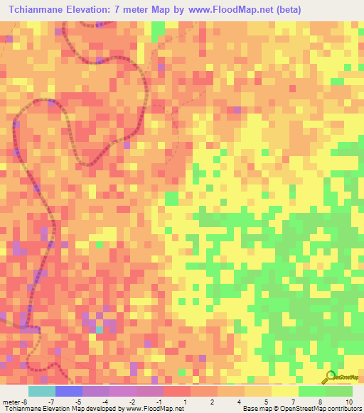 Tchianmane,Senegal Elevation Map