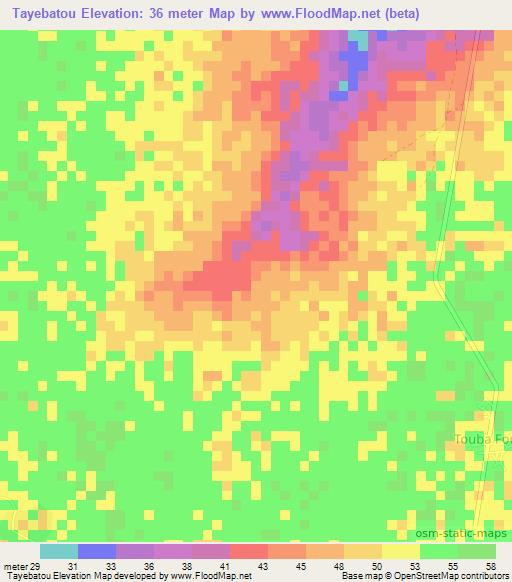 Tayebatou,Senegal Elevation Map