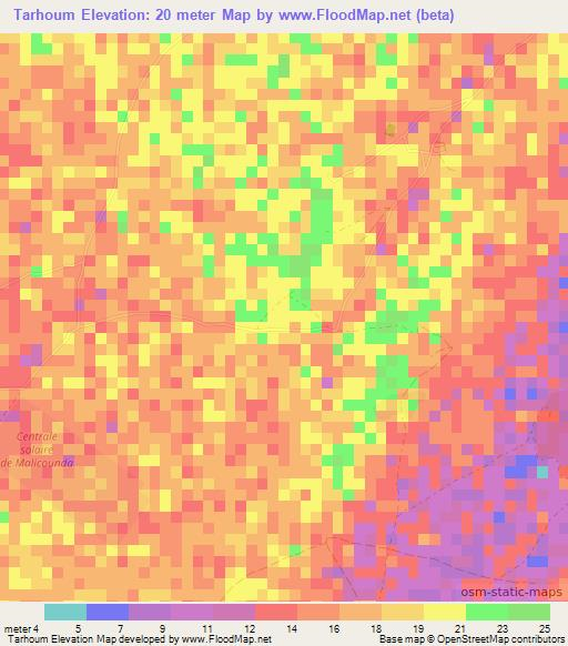 Tarhoum,Senegal Elevation Map