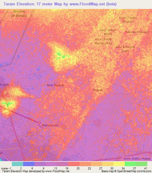 Taram,Senegal Elevation Map