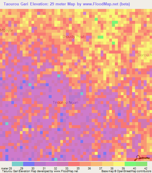 Taourou Gari,Senegal Elevation Map