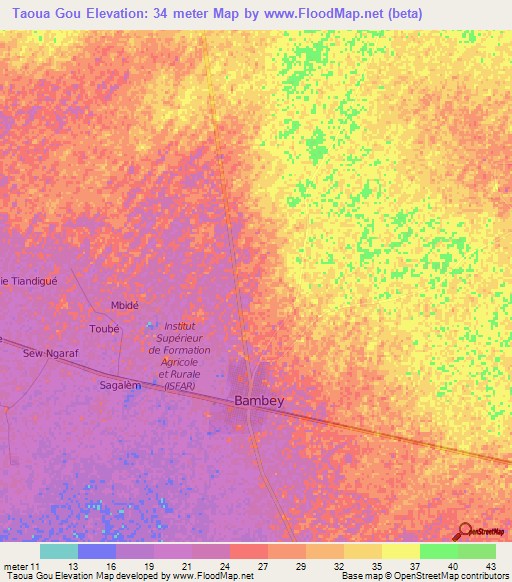 Taoua Gou,Senegal Elevation Map