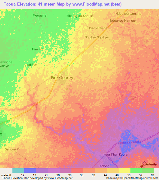 Taoua,Senegal Elevation Map