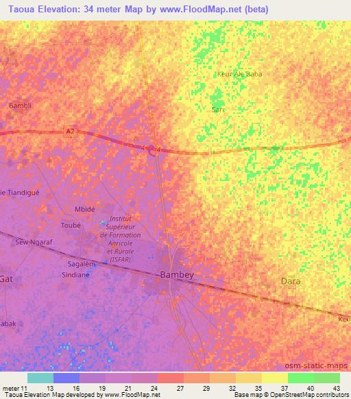 Taoua,Senegal Elevation Map