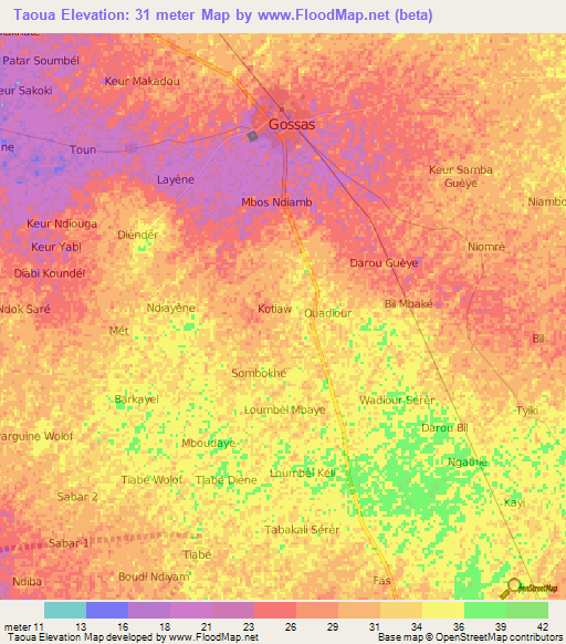 Taoua,Senegal Elevation Map