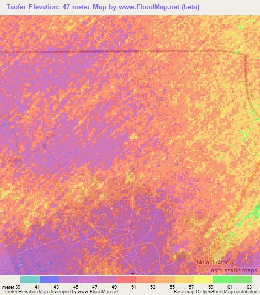 Taofer,Senegal Elevation Map