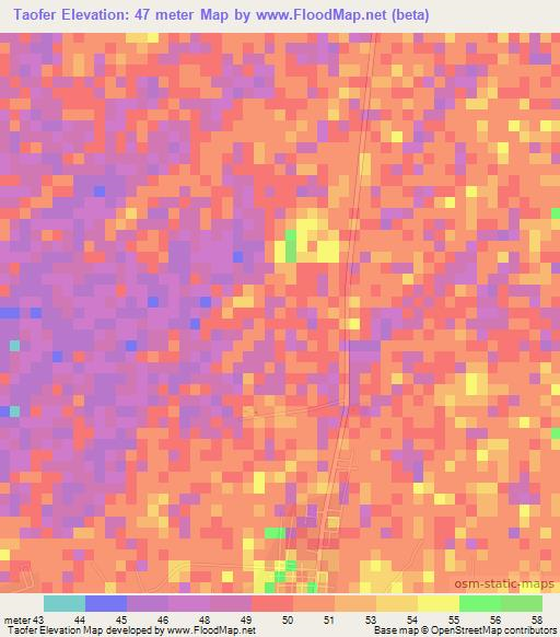 Taofer,Senegal Elevation Map