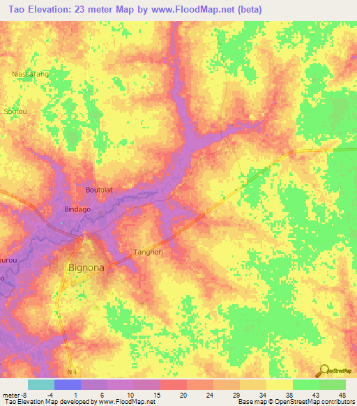 Tao,Senegal Elevation Map