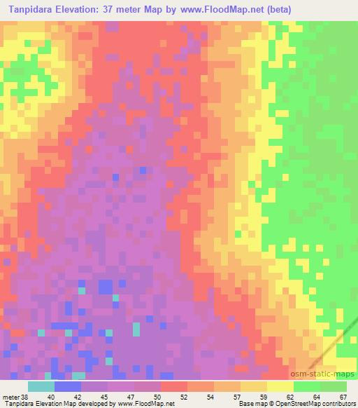 Tanpidara,Senegal Elevation Map