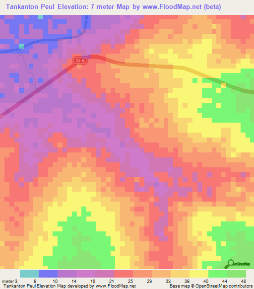 Tankanton Peul,Senegal Elevation Map