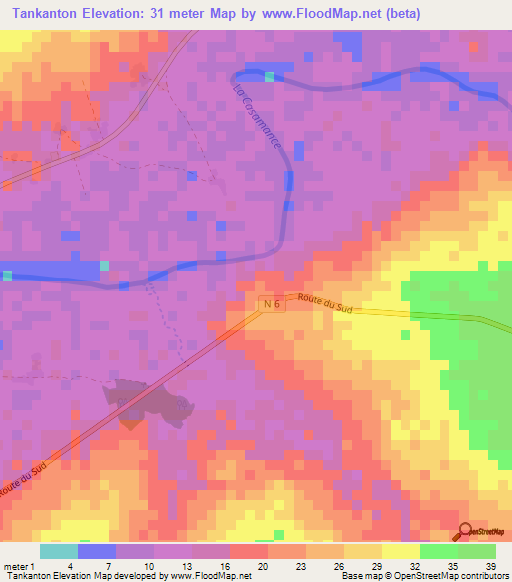 Tankanton,Senegal Elevation Map