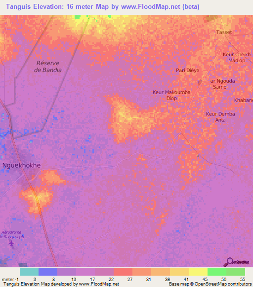 Tanguis,Senegal Elevation Map