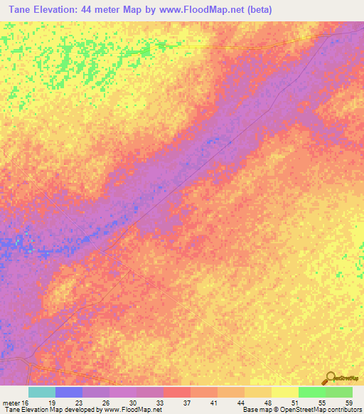 Tane,Senegal Elevation Map