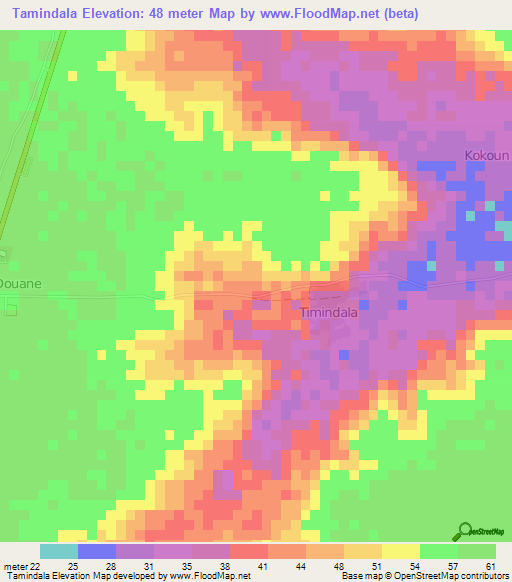 Tamindala,Senegal Elevation Map