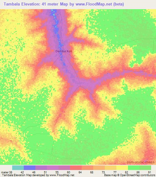 Tambala,Senegal Elevation Map