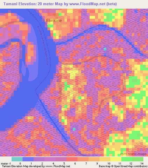 Tamani,Senegal Elevation Map