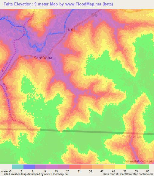 Talta,Senegal Elevation Map