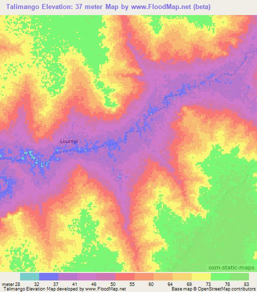 Talimango,Senegal Elevation Map