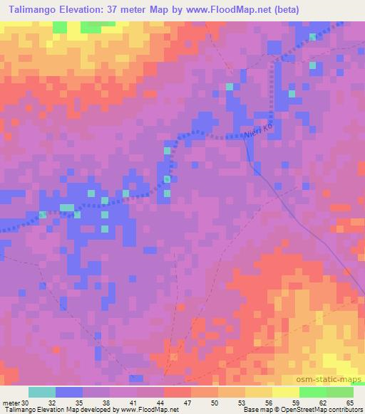 Talimango,Senegal Elevation Map