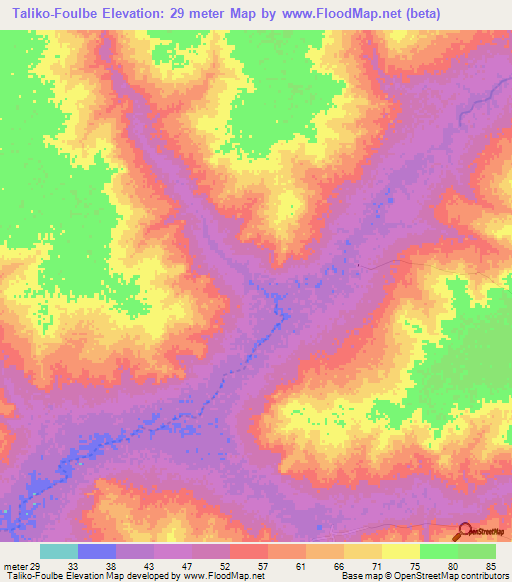 Taliko-Foulbe,Senegal Elevation Map