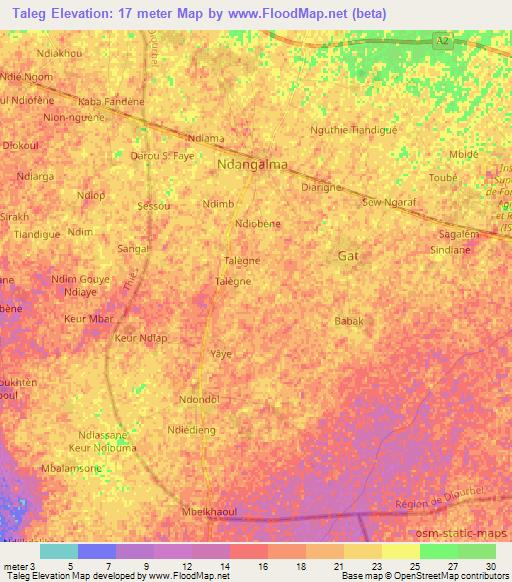 Taleg,Senegal Elevation Map