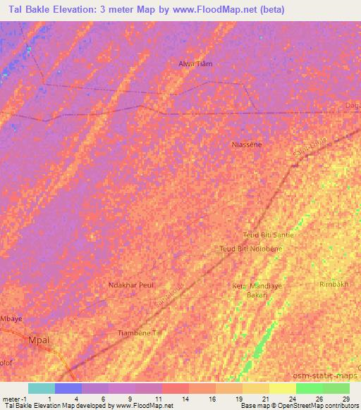 Tal Bakle,Senegal Elevation Map
