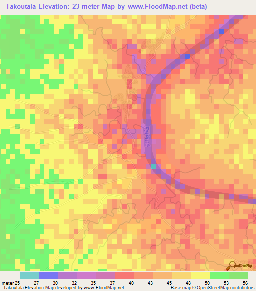 Takoutala,Senegal Elevation Map