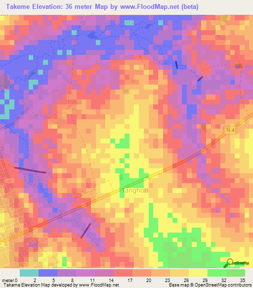 Takeme,Senegal Elevation Map