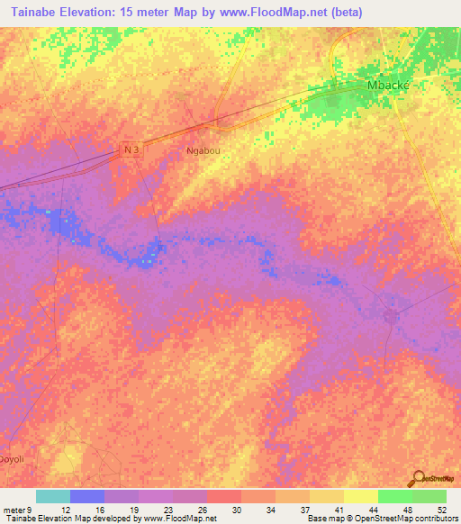 Tainabe,Senegal Elevation Map