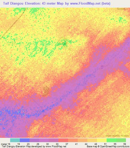 Taif Diangou,Senegal Elevation Map