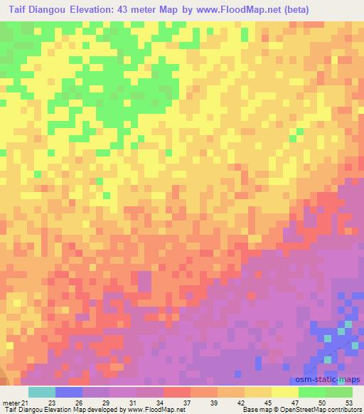 Taif Diangou,Senegal Elevation Map
