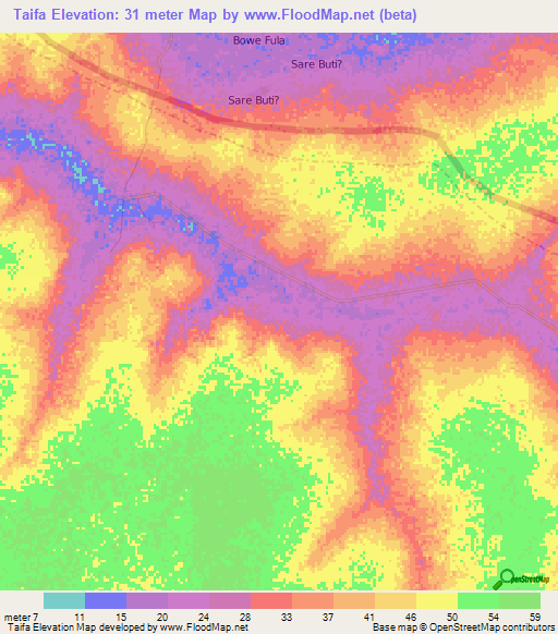 Taifa,Senegal Elevation Map