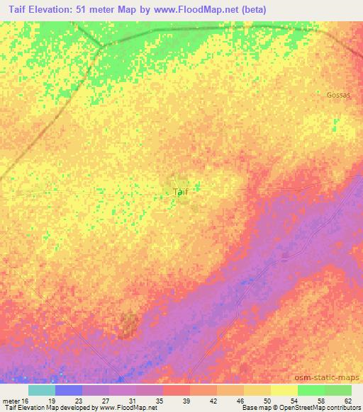 Taif,Senegal Elevation Map