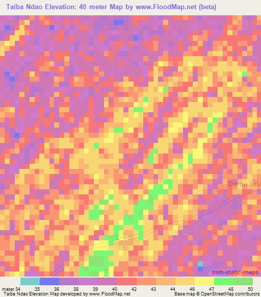 Taiba Ndao,Senegal Elevation Map