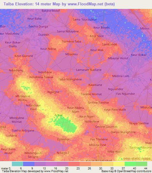 Taiba,Senegal Elevation Map