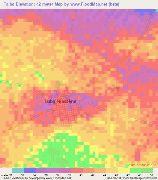 Taiba,Senegal Elevation Map