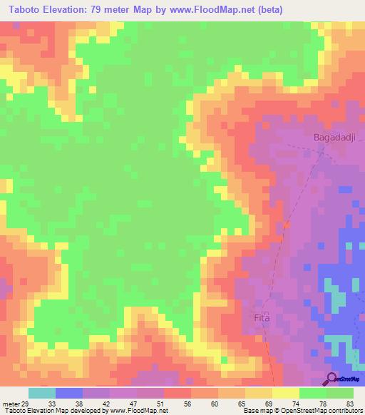 Taboto,Senegal Elevation Map