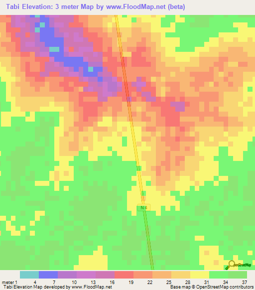 Tabi,Senegal Elevation Map