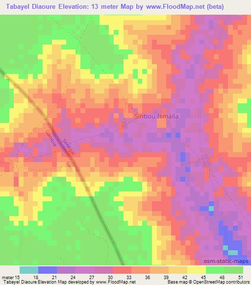 Tabayel Diaoure,Senegal Elevation Map