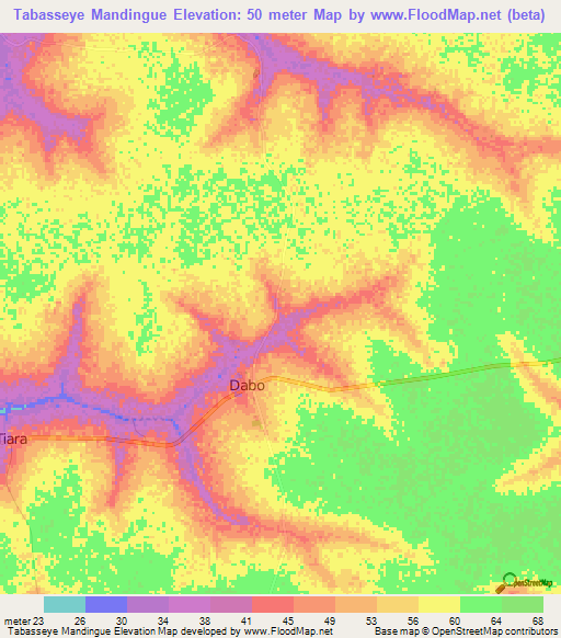 Tabasseye Mandingue,Senegal Elevation Map